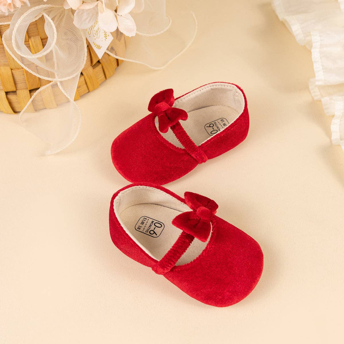 Red Velvety Baby Shoes