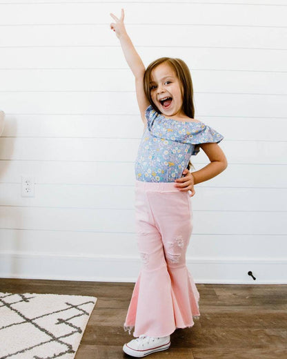 Barbie Denim Bell Bottoms - Distressed Pink