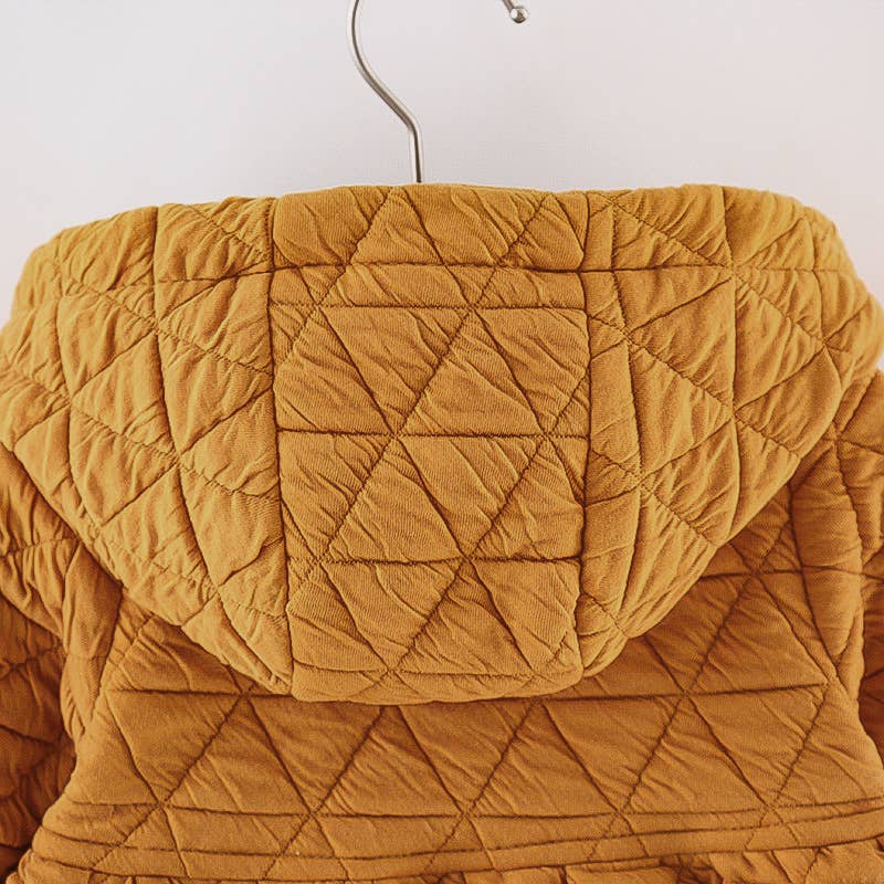 Quilted yellow zip hood coat