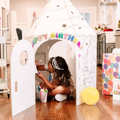 Birthday Cupcake Coloring Cardboard Playhouse Toy for Kids