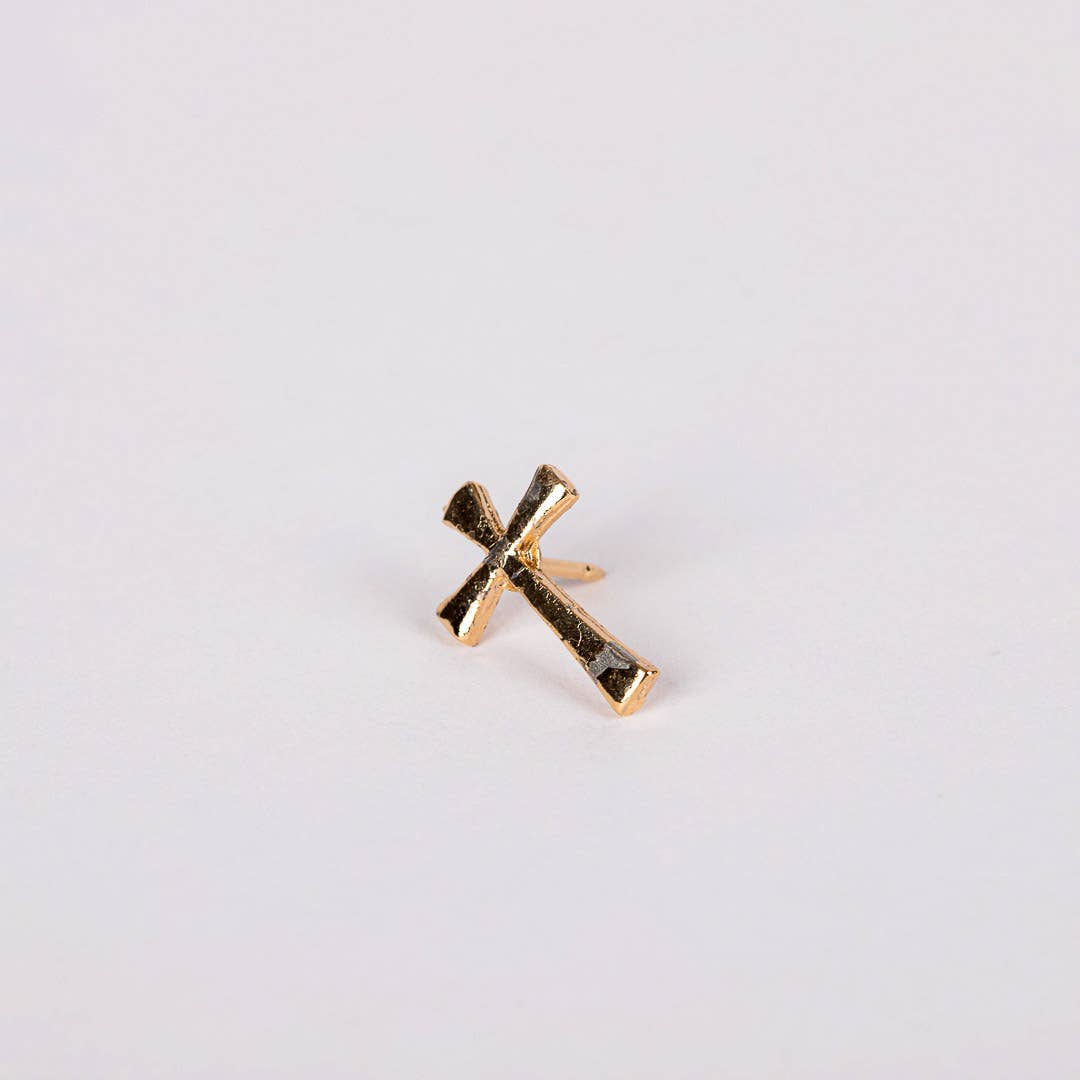 Lapel Pin Flared Cross Gold Pk 6