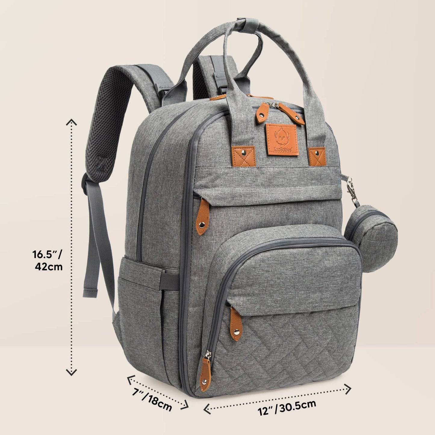 KeaBabies Rove Diaper Backpack (Classic Gray)