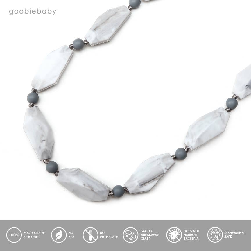 Naomi Teething Necklace - Marble/Gray