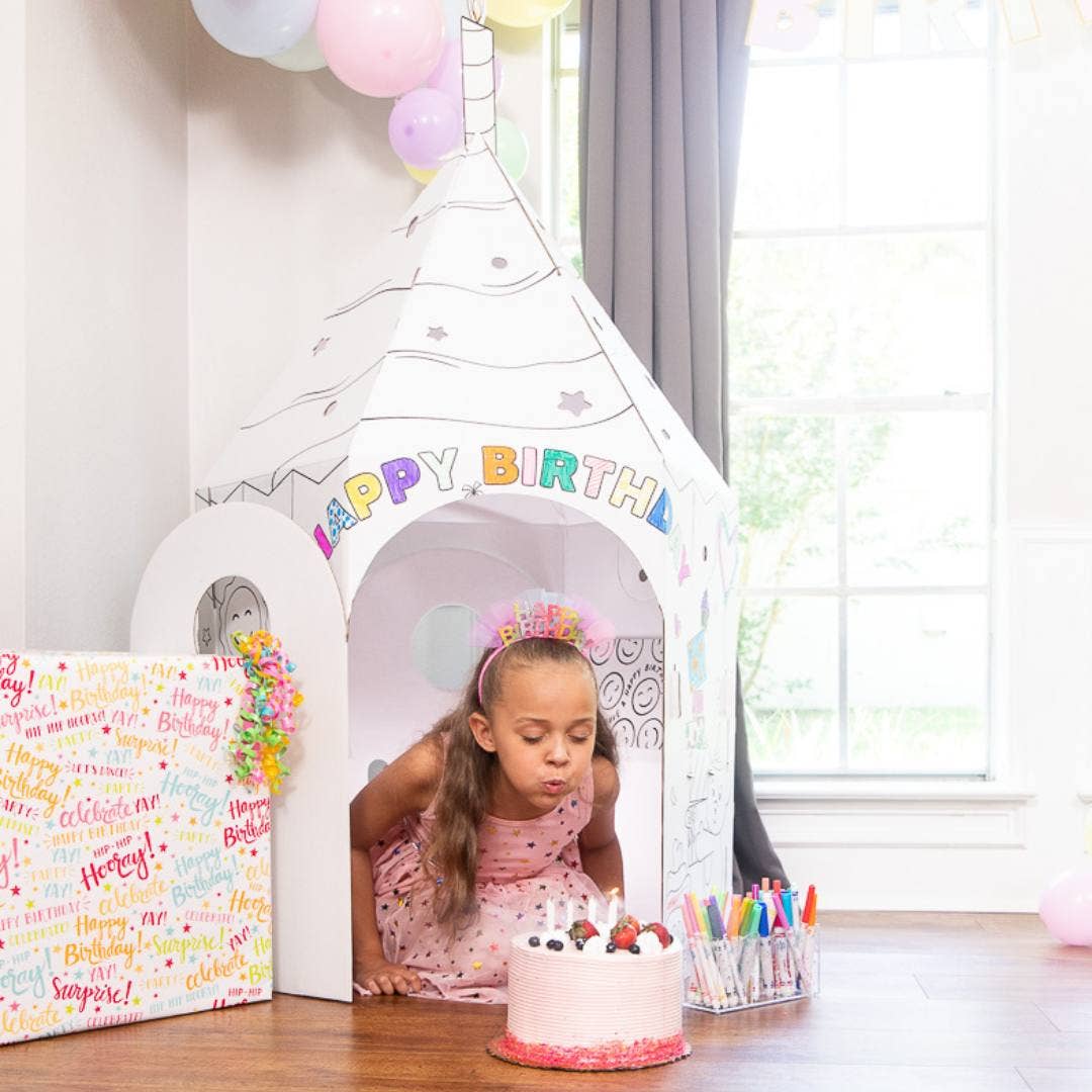Birthday Cupcake Coloring Cardboard Playhouse Toy for Kids