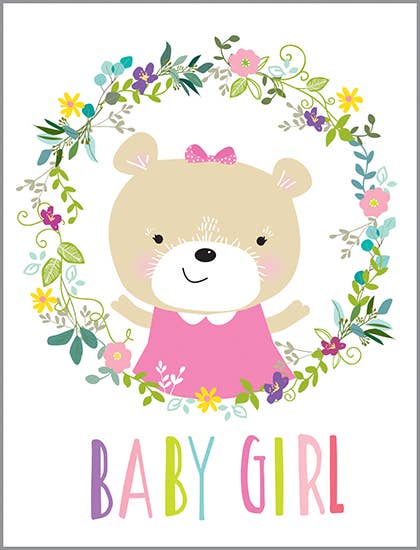 Baby Greeting Card - Baby Girl Bear