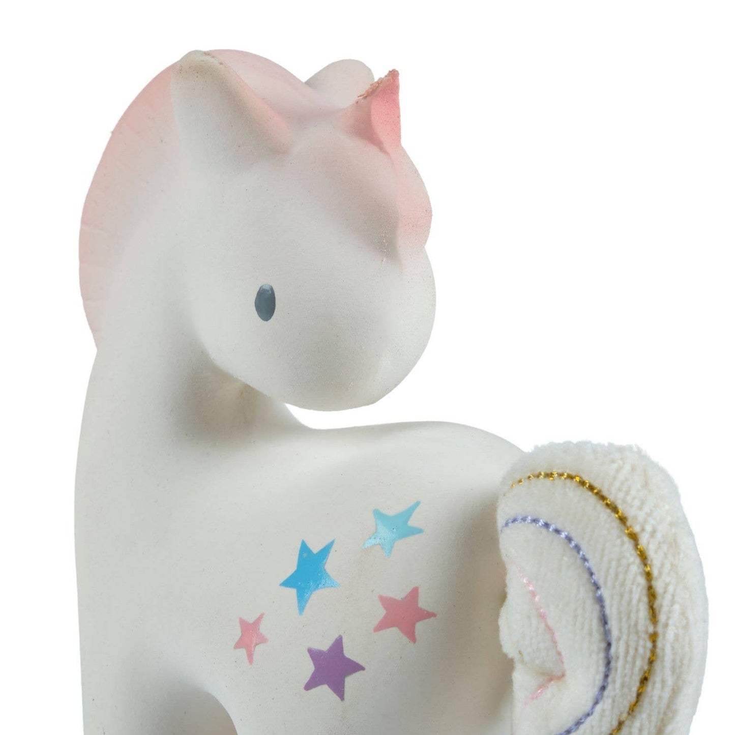 Cotton Candy Unicorn Natural Rubber Rattle w/Crinkle Tail