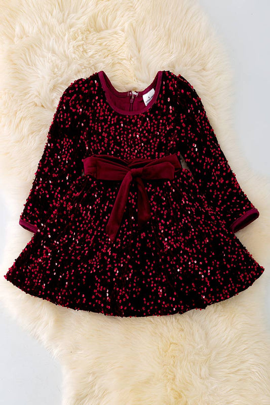 Little Lady Wine Sequins Dress