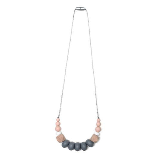 Harper Teething Necklace - Peach/Gray