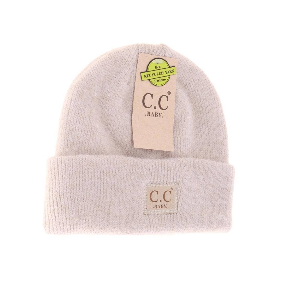 Soft Ribbed Leather Patch C.C. Newborn Knit Hat