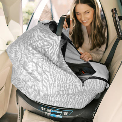 KeaBabies Warmzy Baby Carseat Cover (Herringbone)