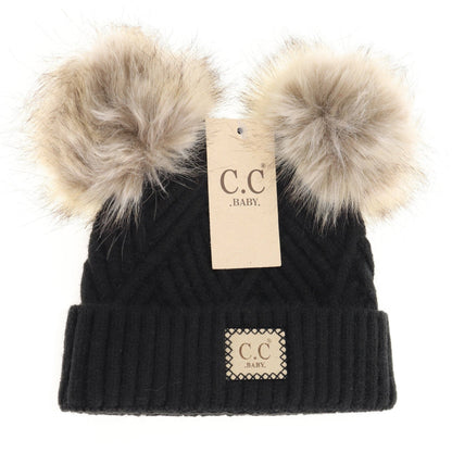 C.C Large Patch Newborn Knit Hat- Baby2060PomPom