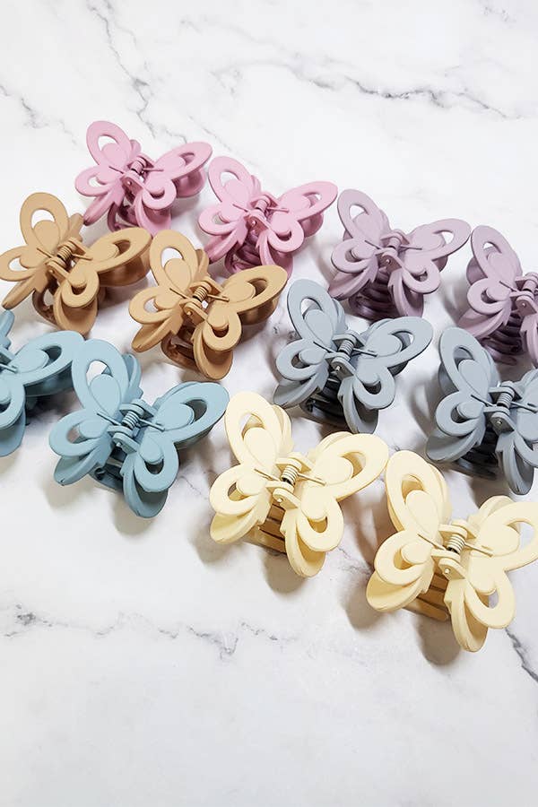 Matte Color Butterfly Hair Claw Clip