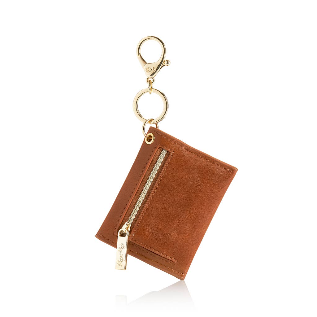 Cognac Itzy Mini Wallet Card Holder & Key Chain Charm