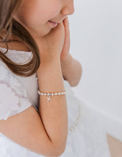 Sterling Silver Girls First Communion Cross Bracelet FCB-12