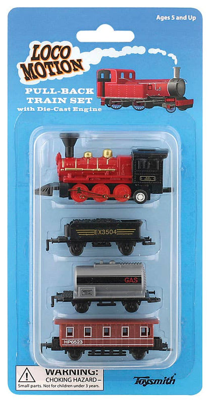 Toysmith 7041 Mini Pull-Back Train Set (Assorted Styles)