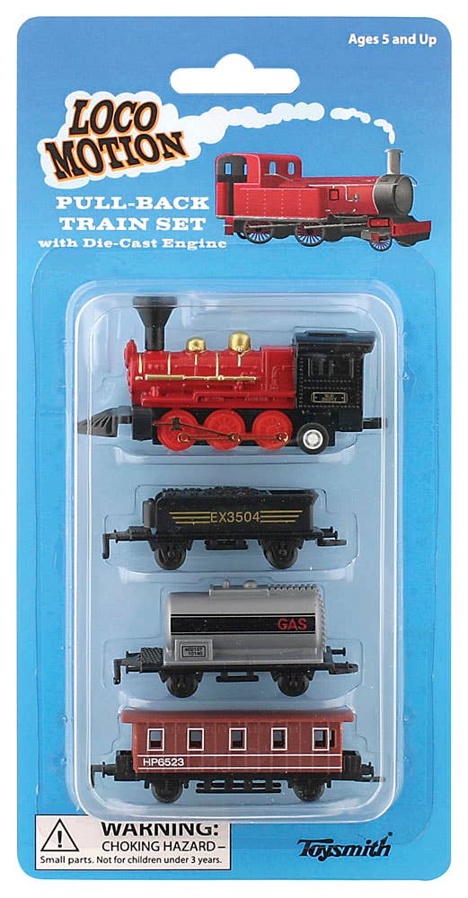 Toysmith 7041 Mini Pull-Back Train Set (Assorted Styles)