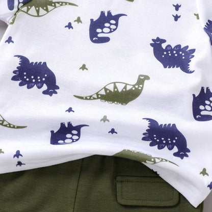 2pcs Baby Boy All Over Dinosaur Tee  Shorts Set