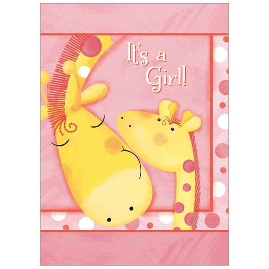 Pink Girl Giraffe - Baby Congratulations Value Card