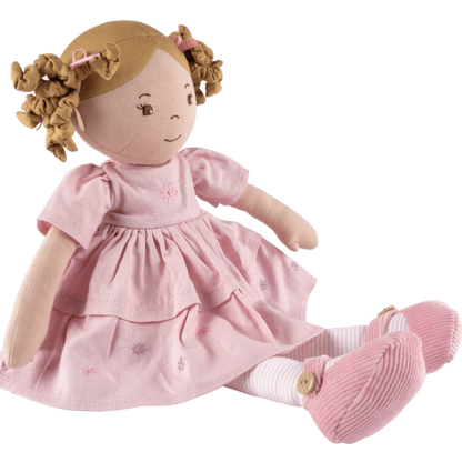 Amelia Lt. Brown Hair Doll in Pink Linen Dress w/Display Box