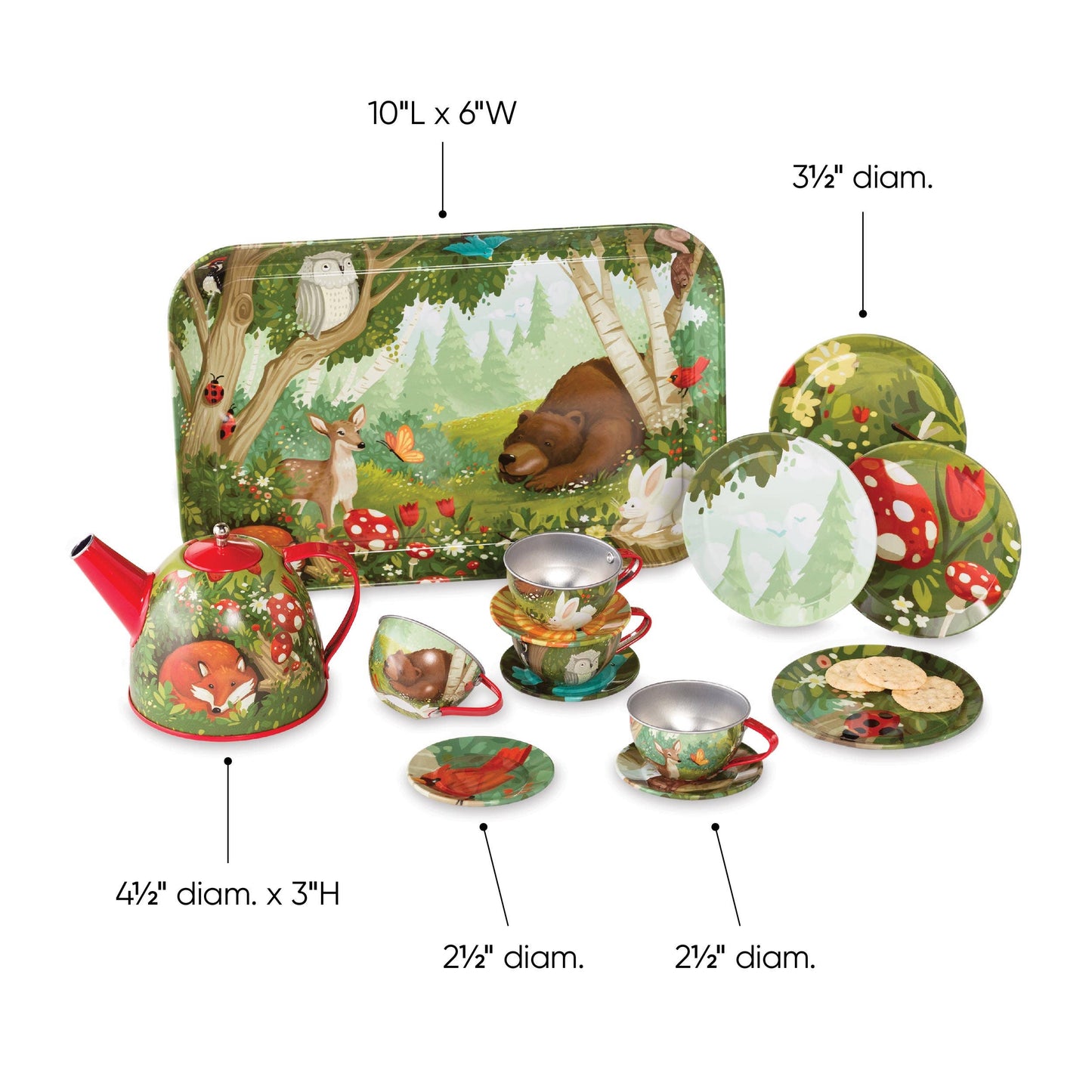 15-Piece Tin Tea Set - Assorted Styles Available: Woodland