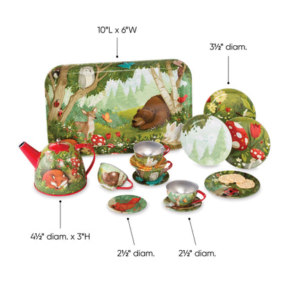 15-Piece Tin Tea Set - Assorted Styles Available: Woodland