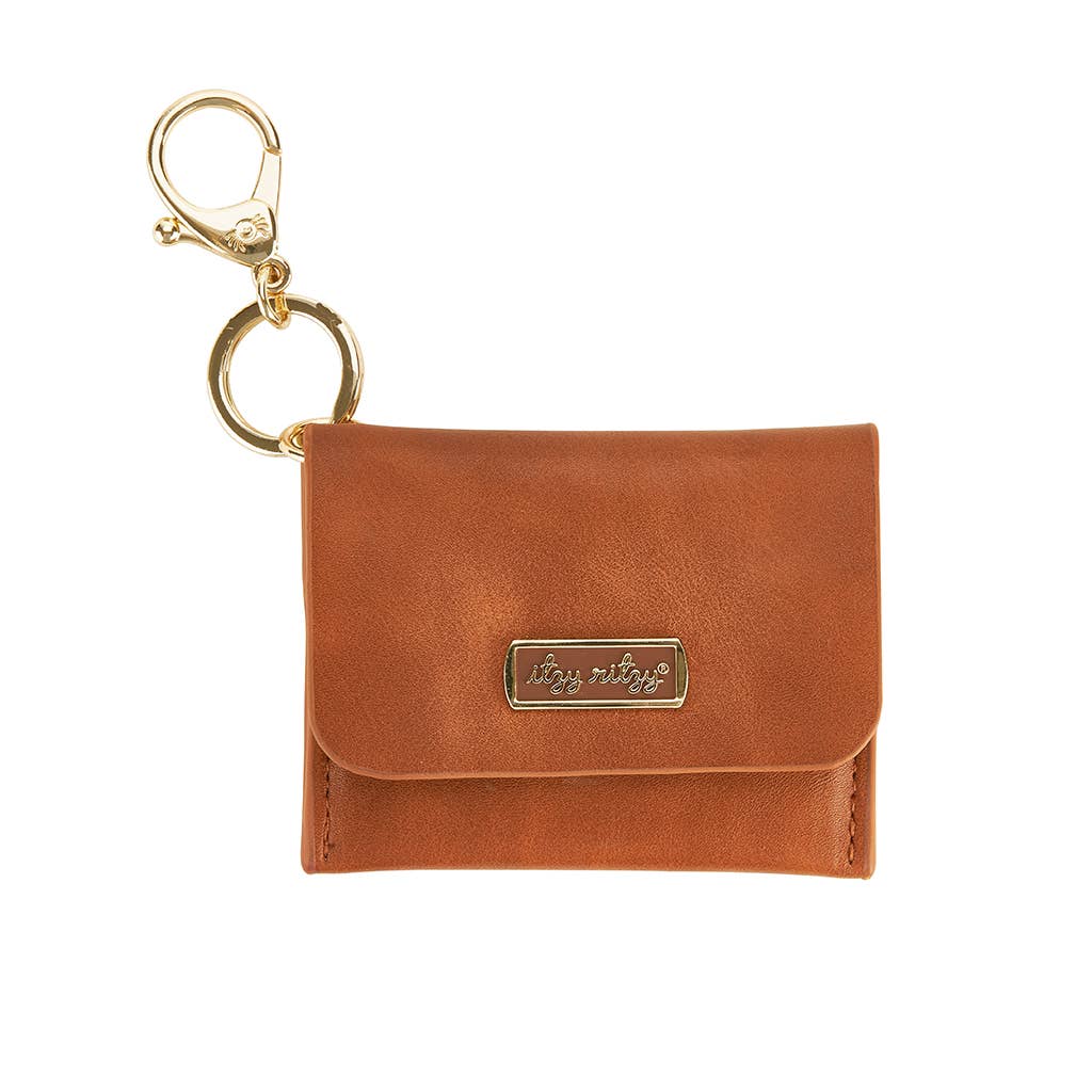 Cognac Itzy Mini Wallet Card Holder & Key Chain Charm