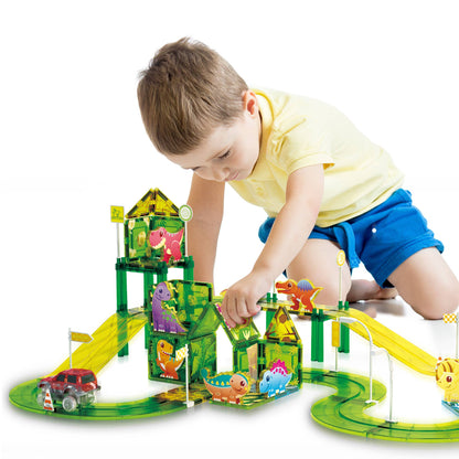 PicassoTiles 89pc Dinosaur Race Track Building Set