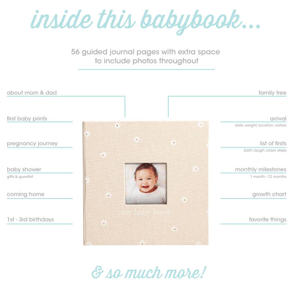 Daisy Print Square Baby Memory Book