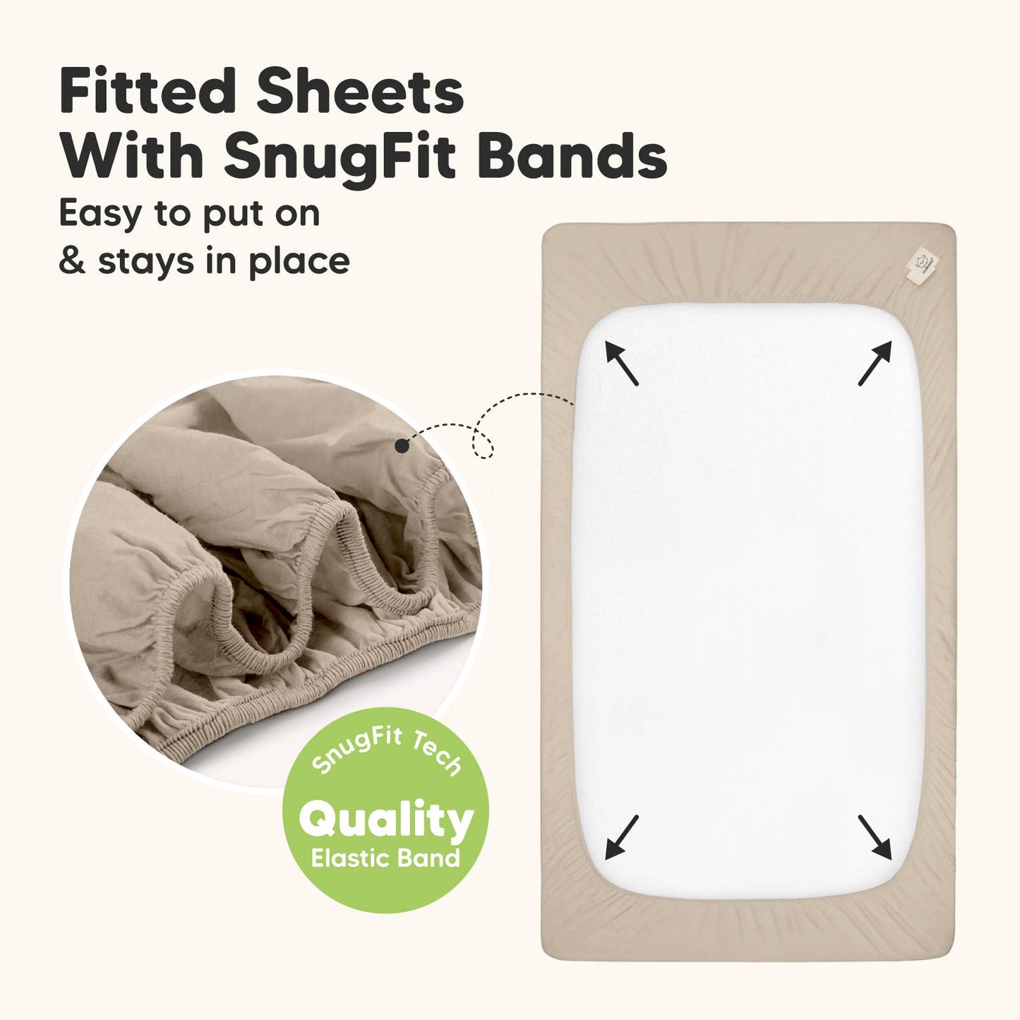 2pk Waterproof Crib Sheets, Baby Mattress Protector: Ecru