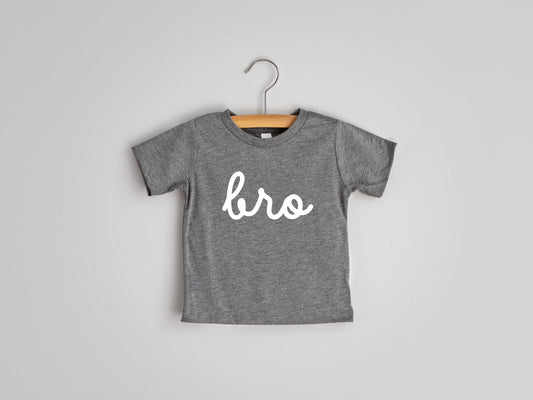 Bro Script Baby & Kids Tee 
• Gray
• White Ink