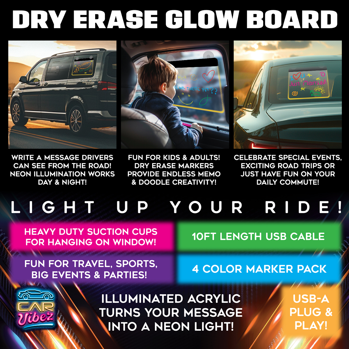 Dry Erase Illuminated Glow Board with Markers