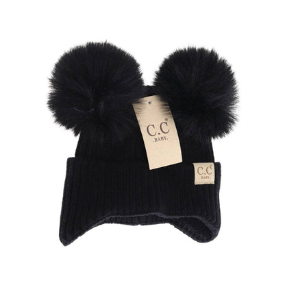 BABY Ear Flap Double Pom C.C Beanie