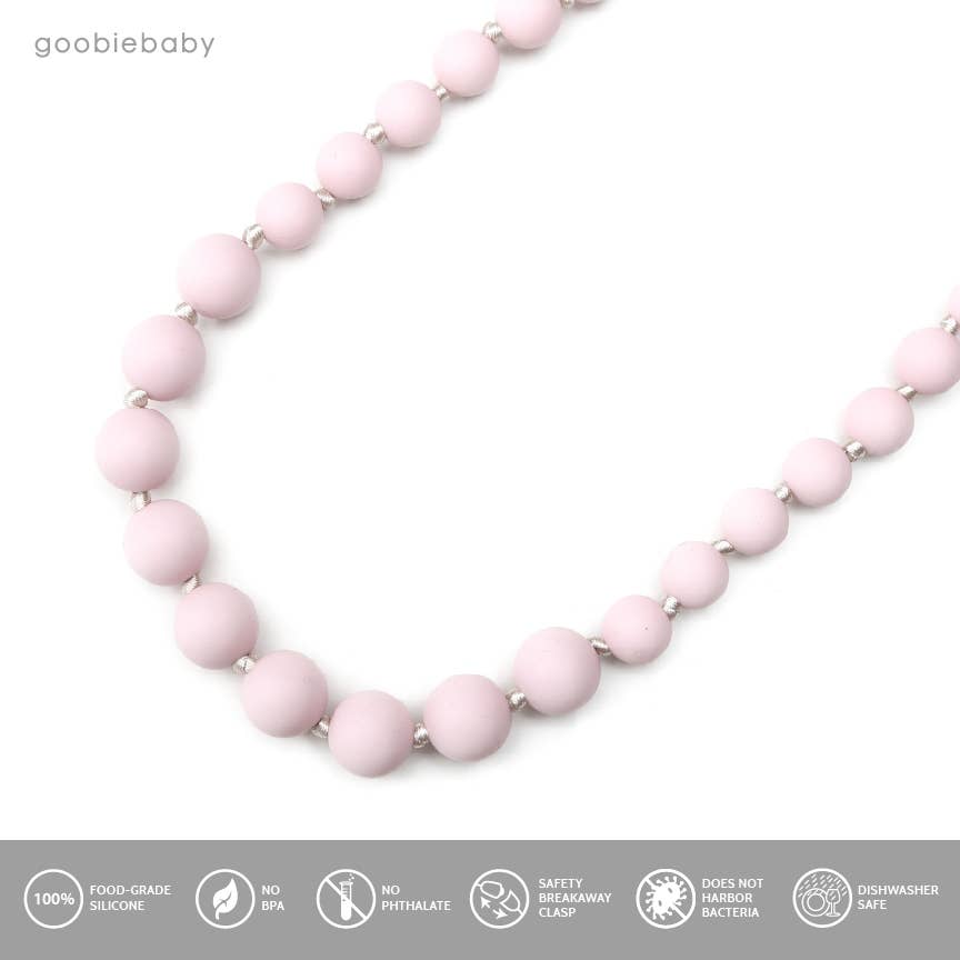 Audrey Teething Necklace - Pink Quartz