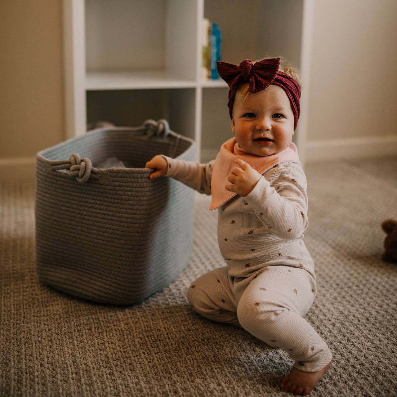 Rope Cube Storage Basket - Gray