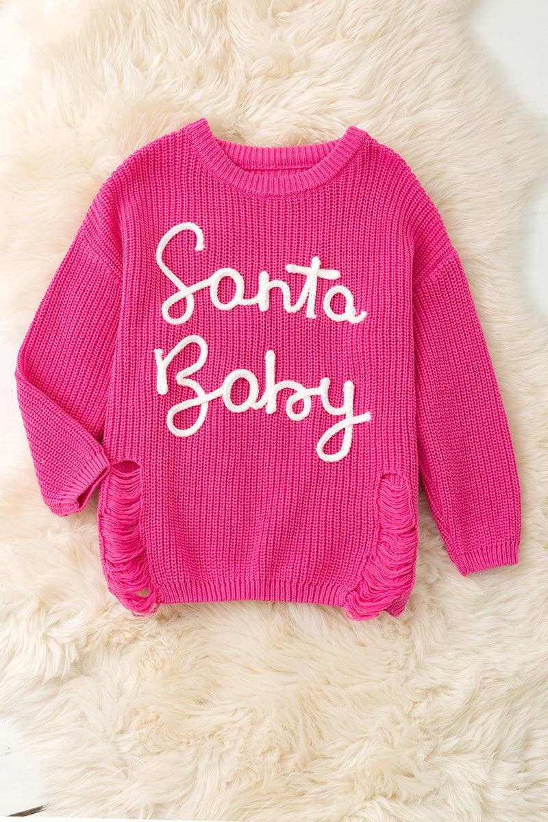 Fuchsia " Santa Baby" Knitted Sweater
