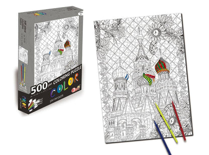 St. Basil's 500 Piece Coloring Jigsaw Puzzle + 6 Markers