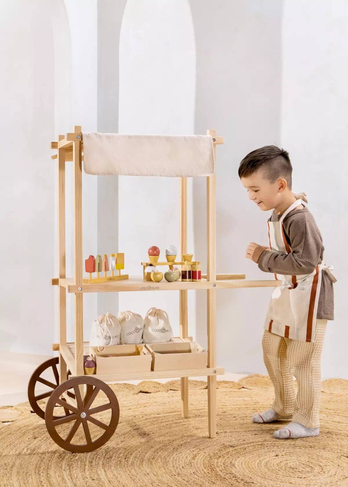 Mini Wooden Play Market Stand