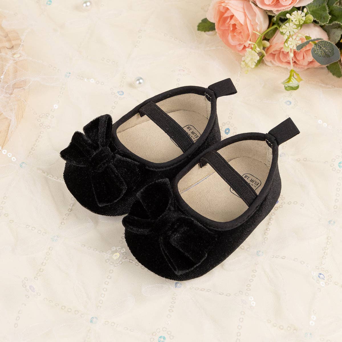Front Bow Velvety Baby Shoes