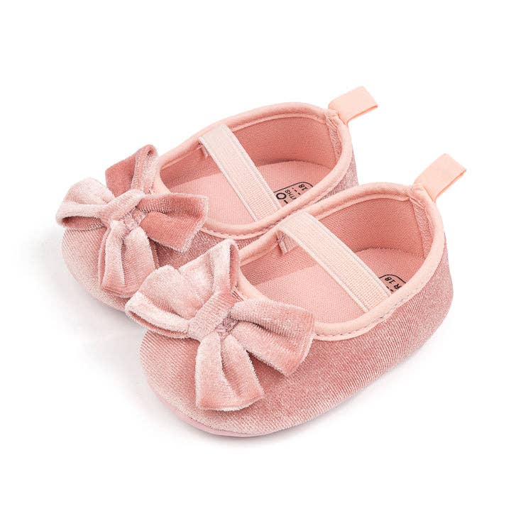 Front Bow Velvety Baby Shoes