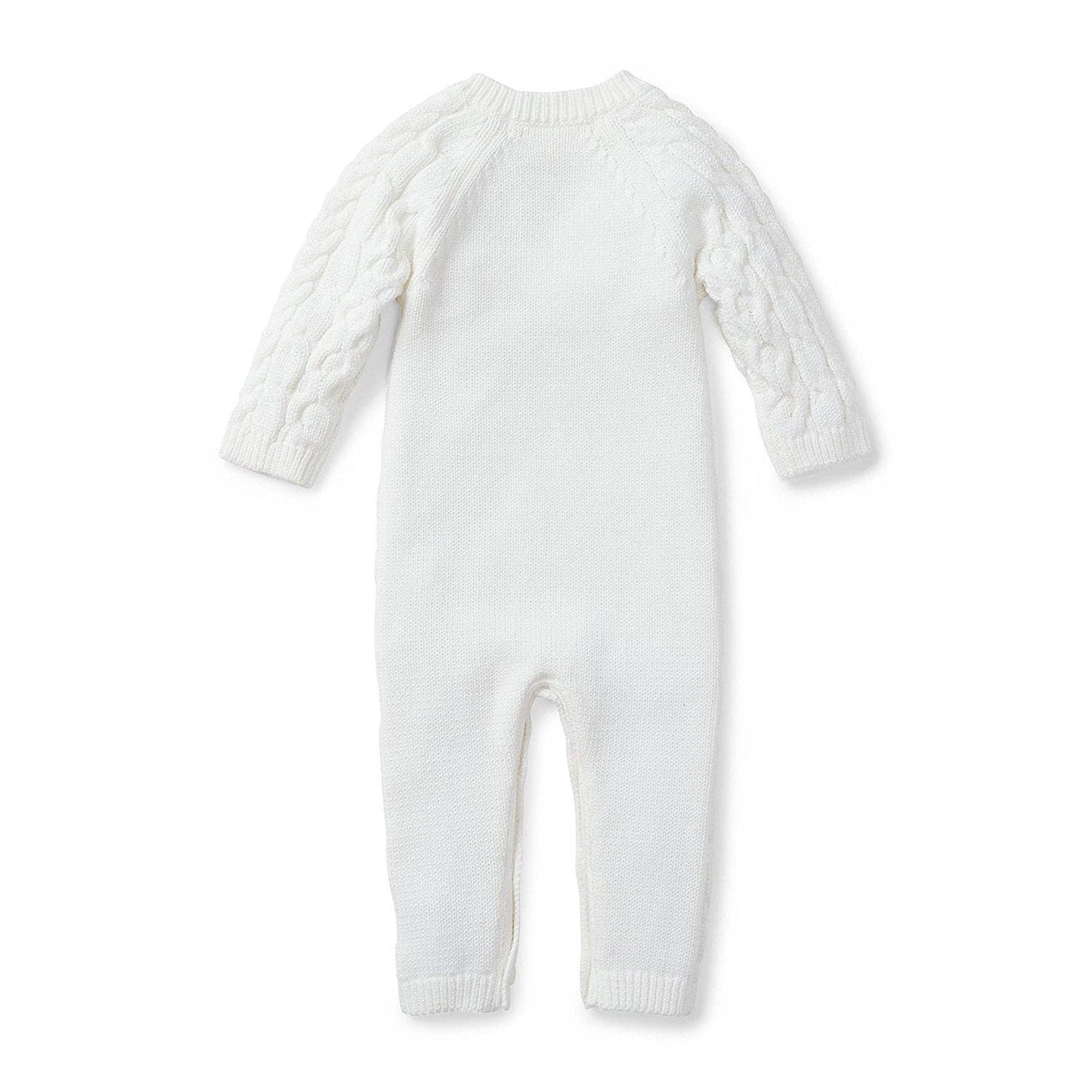 Soft White Organic Cable Knit Sweater Romper