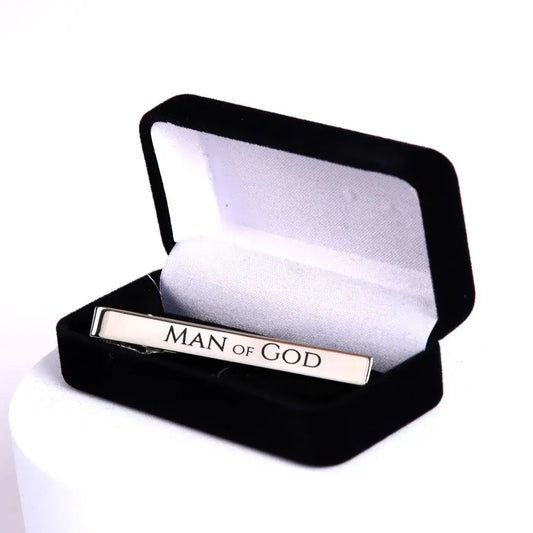 Silver Etched Tie Bar - "Man Of God"