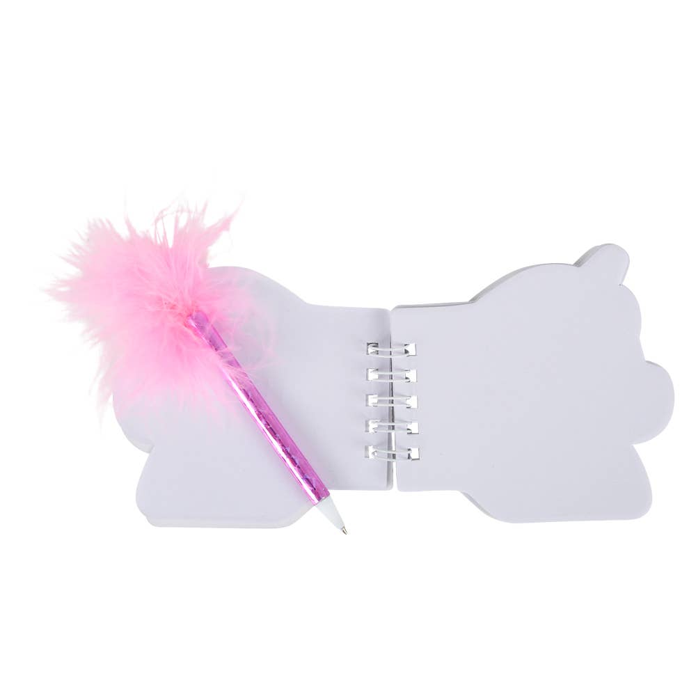 3.5" UNICORN NOTEBOOK WITH FEATHER PEN