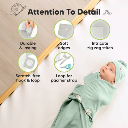 3-Pack Soothe Baby Swaddles 0-3 Months with Knot Hat