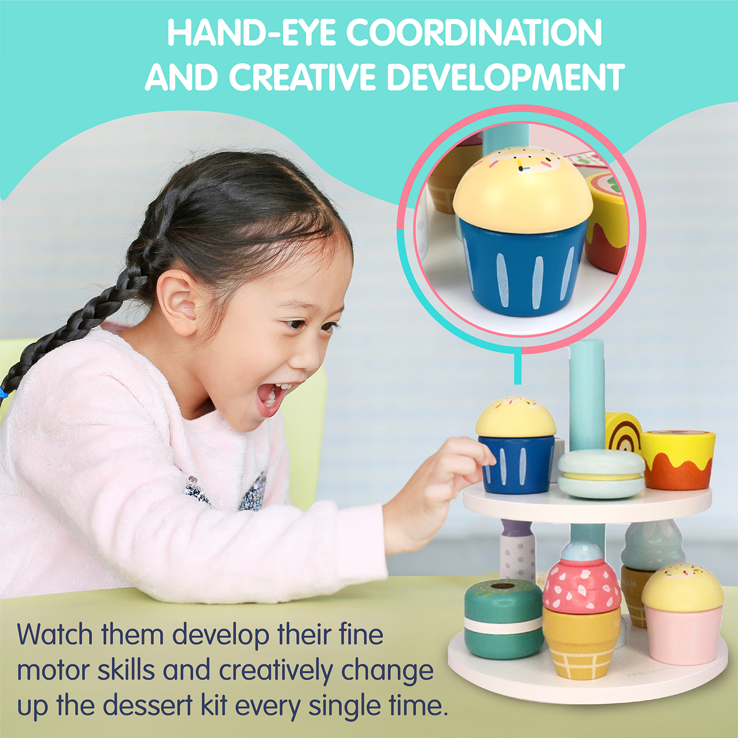 Leo & Friends 19-Piece Wooden Kid’s Bakery Play Set