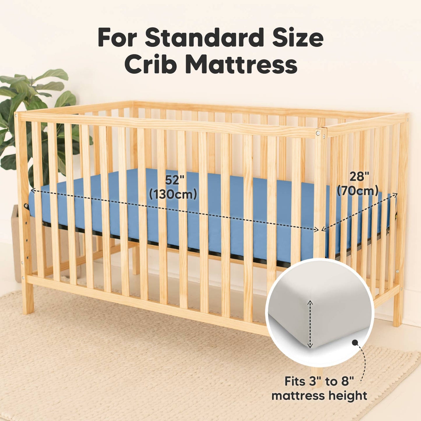 2pk Waterproof Crib Sheets, Baby Mattress Protector: Slate