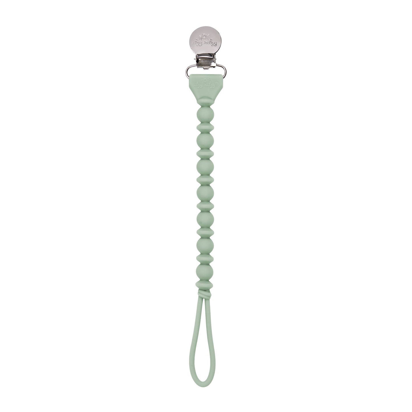 Sweetie Strap™ Silicone One-Piece Pacifier Clips: Storm Gray Beaded