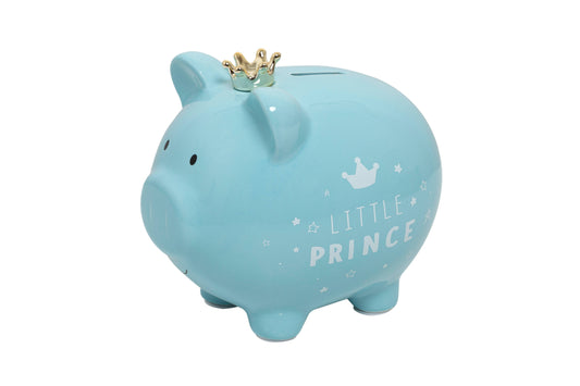 Blue Little Prince Crown Piggy Bank