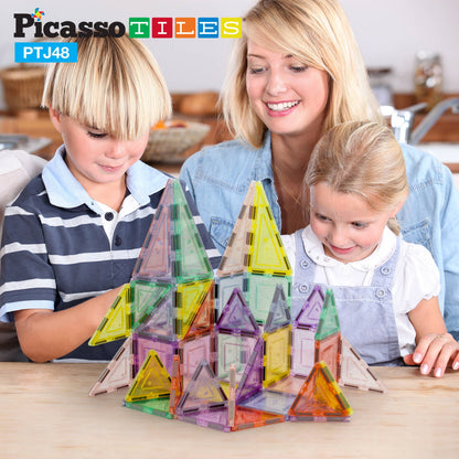 PicassoTiles 48pc Glitter Magnetic Tile Building Set