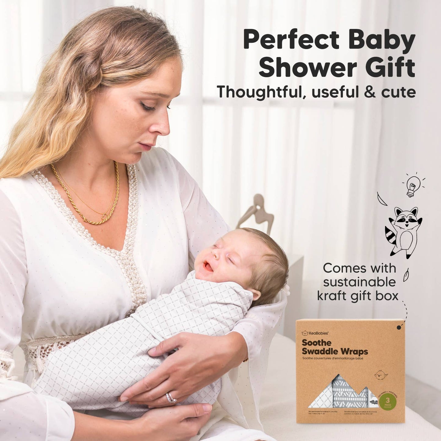 3pk Soothe Baby Swaddles Nordic, Sleep Sack for Newborns