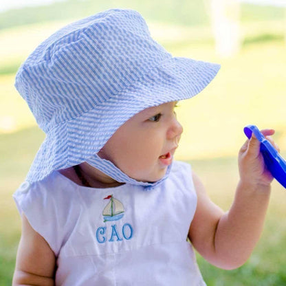 Light Blue Stripe Seersucker Bucket Hat Baby & Toddler